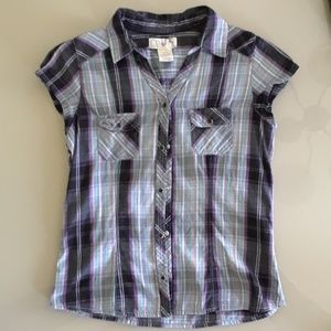 Cotton plaid OP button down girl scout top